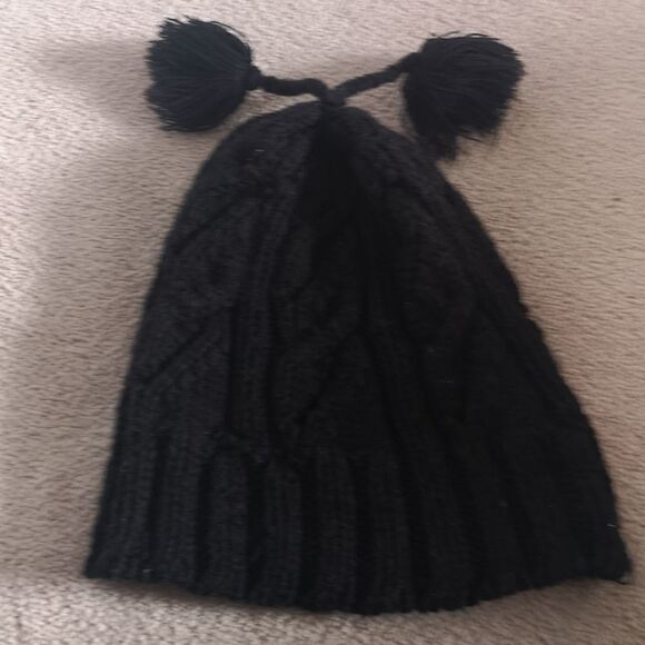 Randy Girl Black Knitted Beanie Hat With Pom One Size - Picture 9 of 9